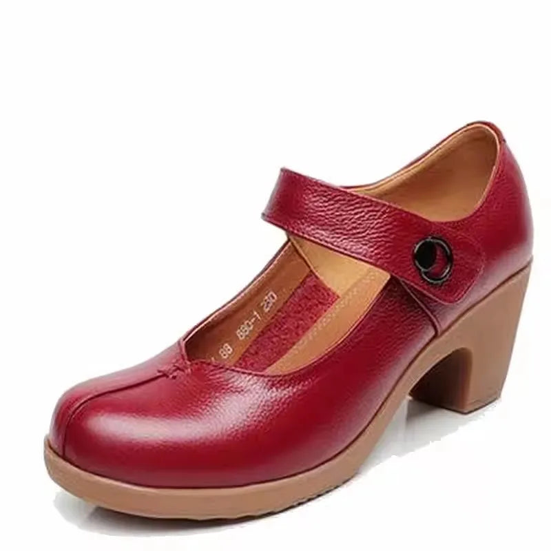 GKTINOO Spring Autumn Shoes Woman 2025 Genuine Leather Women Pumps Lady Leather Round Toe Platform Shallow Mouth Shoe Size 32-42