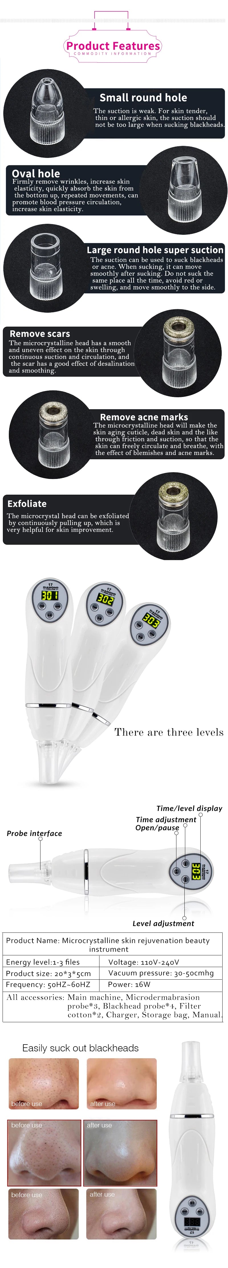 Dermabrasion Peeling Blackhead Acne Pore Remove Facial Skin Care Beauty Machine Vacuum Face Diamond Pen home Beauty Equipment