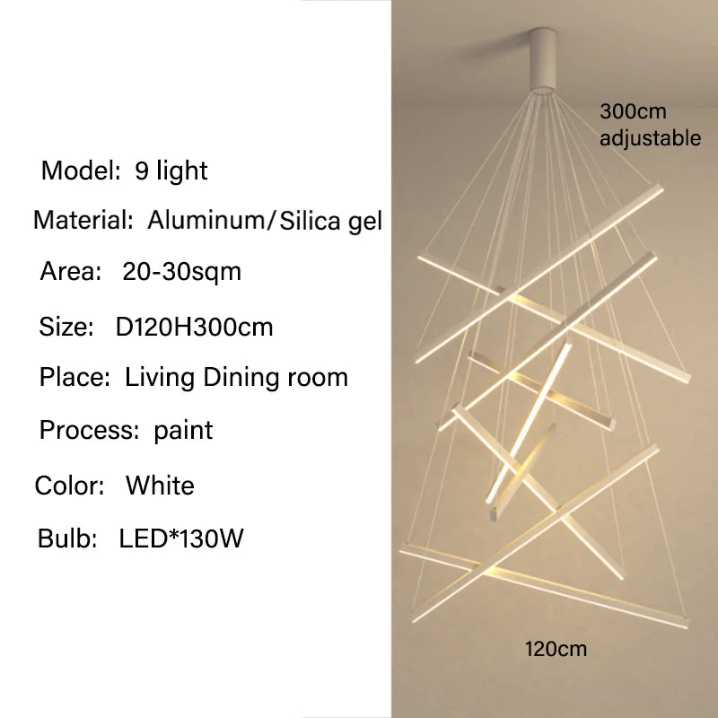 Modern LED Ceiling Chandelier Stair Living Room Pendant Lamp Kitchen Hall Hanging Light Indoor Home Decoration Lighting Fixture
