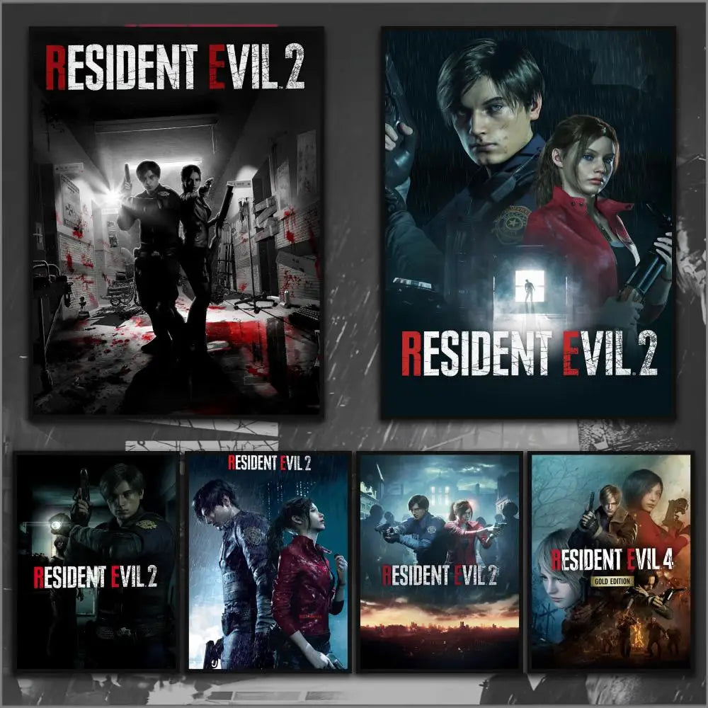 R-Resident Evil Game Poster Home Living Bed Room Bar Hallway Sticky Wall Art Printing Aesthetic Decor
