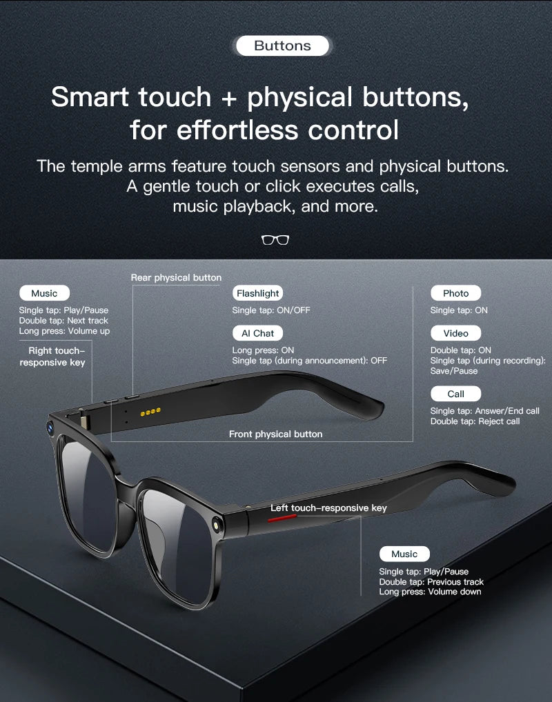 2026 New Smart Glasses Men 4K 8MP HD Camera Video Recording Language Translation ChatGPT WIFI Bluetooth Call Audio Glasses Women