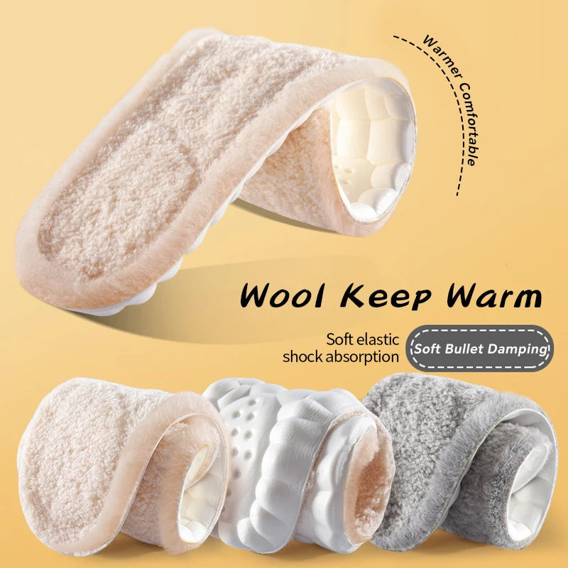 1Pairs Self Heating Insoles Thermostatic Thermal Insole Genuine Cashmere Massage Arch Support Shoe Pad Heated Pads Winter Women