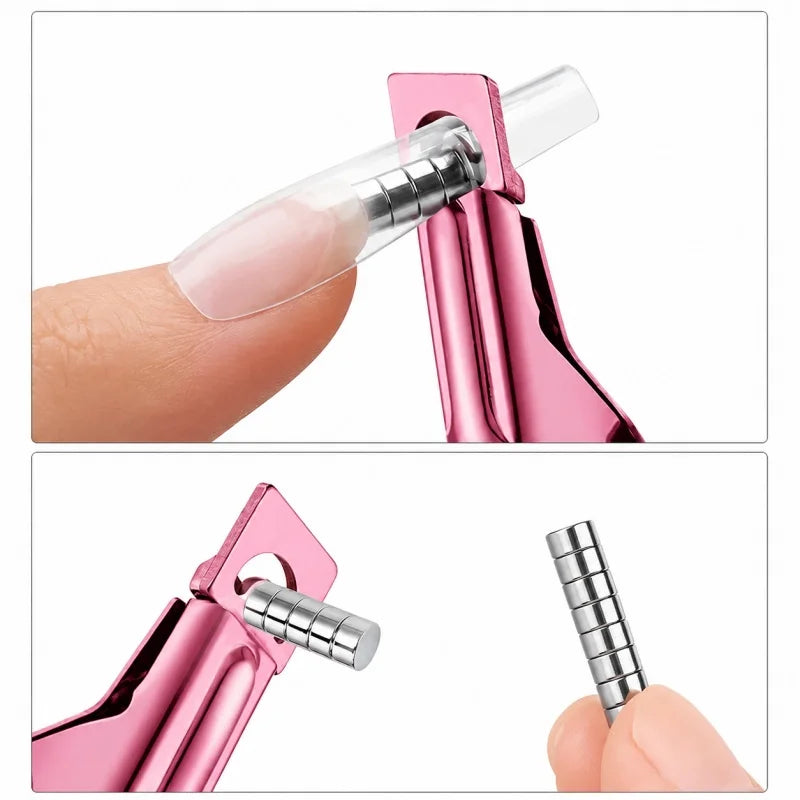 Nail Art Tools Powerful Magnet Nails Tip Cutter with Length Measurement Cat Eye Magnet Manicure Tool for Salon Home Nail Art