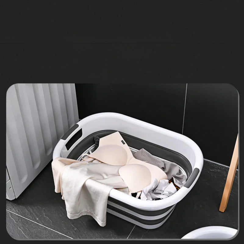Multi-Functional Foldable Storage Basket,Laundry Hamper, Pet Bathing Tub,Space-Saving Organizer for Shower Gaps,Laundry Baskets