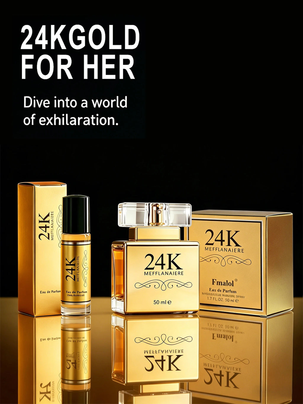 24K Glod Perfume for Women，Long Lasting Perfume Spray，Romantic, Seductive fragrance，Romantic Scent with Notes of Berry and Jasmine。