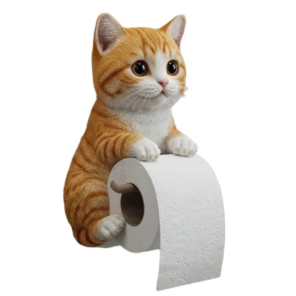 Resin Cat Toilet Paper Holder Wall Mounted Storage Dispenser Bathroom Paper Towel Dispenser Kitchen Tissue Dispenser