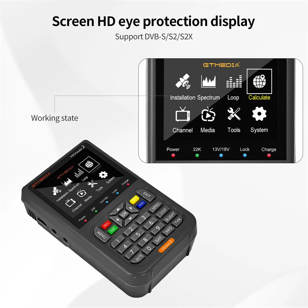 GTMEDIA V8 Finder 2 Satellite Finder Meter DVB-S/S2/S2X 3.5"LCD Display 1080P,18W Type-C Port Satfinder VS Freesat Finder Meter