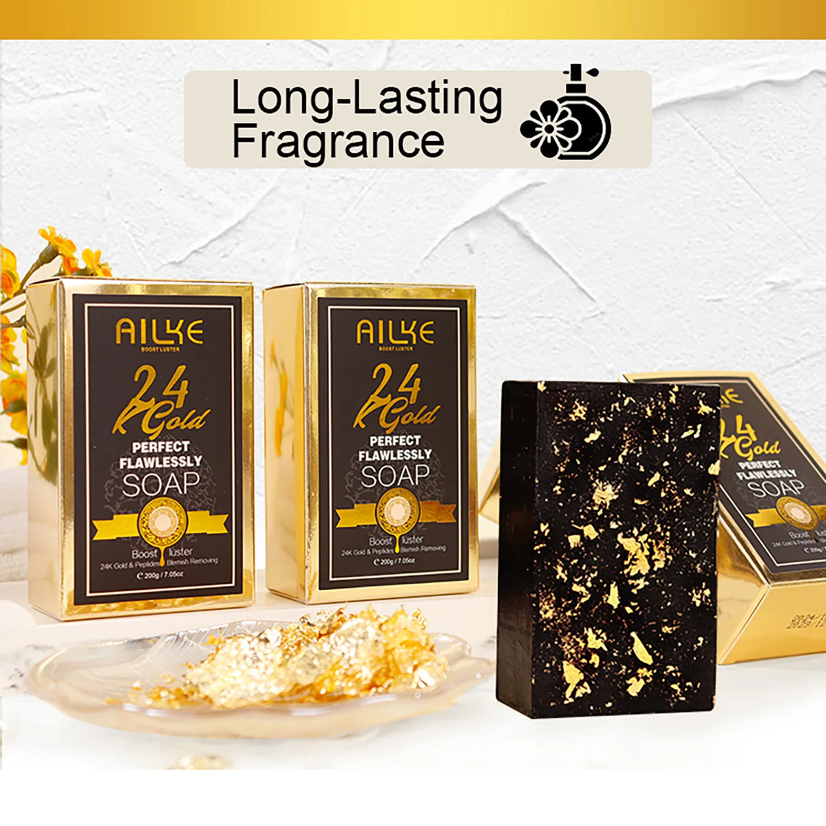 AILKE 24k Gold Flawlessly Whitening Skin Care Set For All Skin Type, Moisturizer, Reduce Black Spots, Smoothing, Brightening