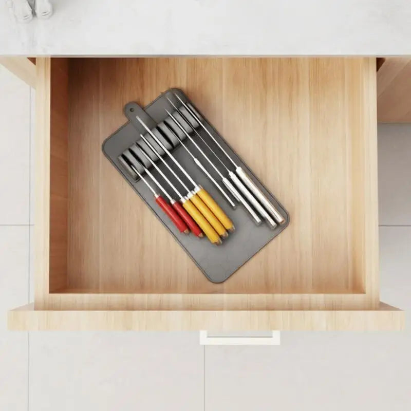 Kitchen Organizer Knife Holder Mat Non Slip Safe Storage for Multiple Knives in Drawer Keep Blades Protected