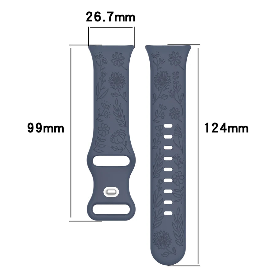 3D Carved Flowers Strap For Xiaomi Mi Smart Band 8 Pro/9 Pro/10 Pro Replacement Sport WristBand For Redmi Watch 4 5 6 Bracelet