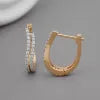 IGI Certified Lab Grown Diamond Double Row Hoop Earrings 18K Rose Gold / Yellow Gold / White Gold Curved Pave Diamond Hoops