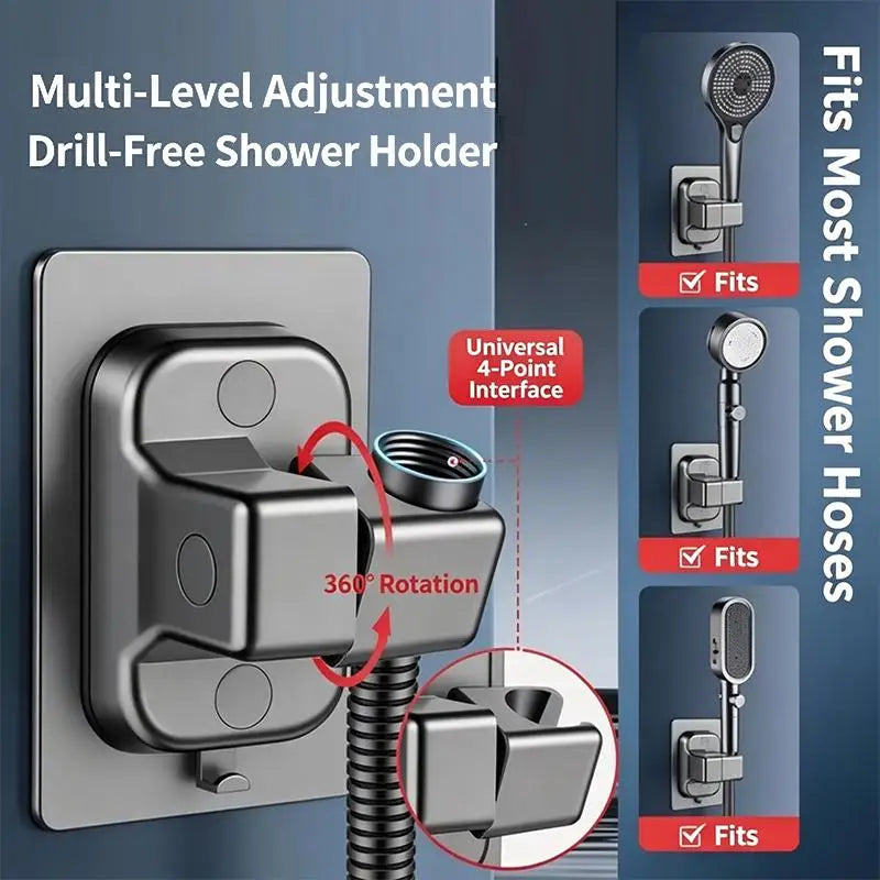 Shower Head Holder 1Pcs Self Adhesive No Drill Punch Free Adjustable Wall Mount Bracket for Outdoor Patio Shower