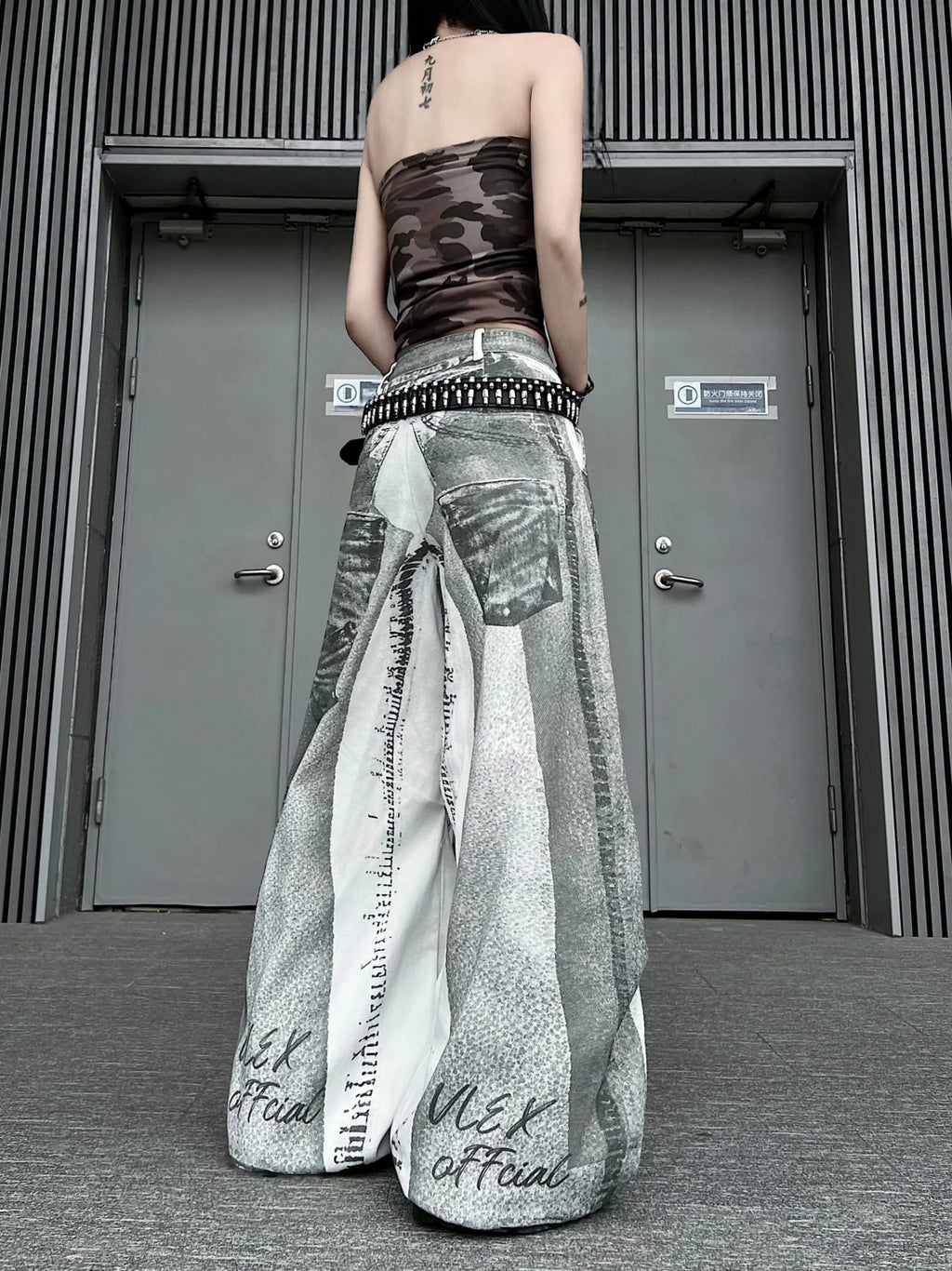 2026 Women's Wide Leg Jeans Casual Cotton Denim Print High Waist Loose Fit Trousers Y2K Vintage Light Wash Street Style