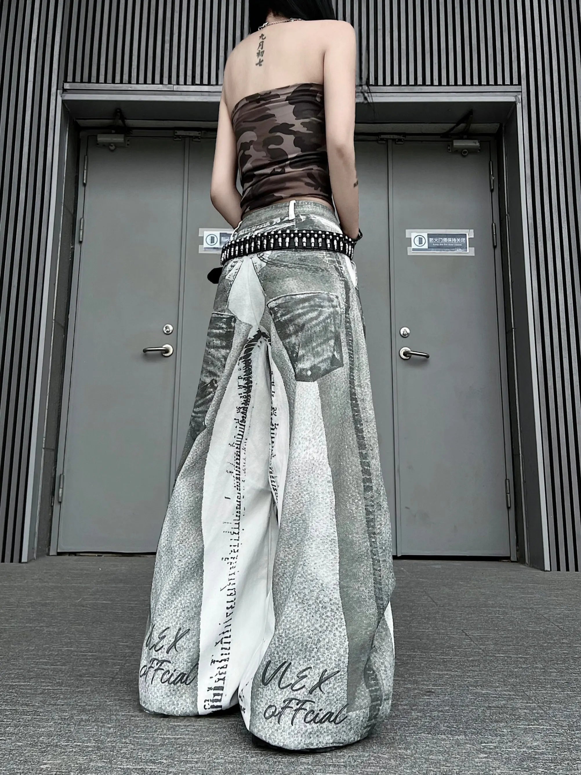 2026 Women's Wide Leg Jeans Casual Cotton Denim Print High Waist Loose Fit Trousers Y2K Vintage Light Wash Street Style