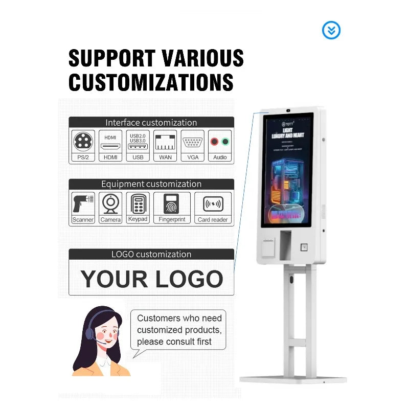 Self Ordering Kiosk Self Order Kiosk Restaurant Waterproof Order Kiosk Pos System Pay Self Service Paymentl Touch Screen