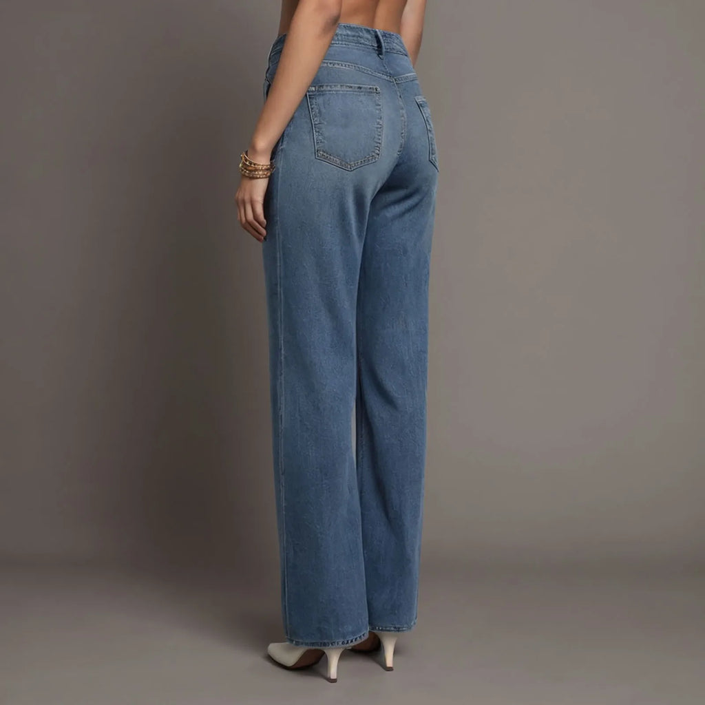 Women 2025 New Nail Bead Jeans Temperament Commuting Straight Leg Pants With Rough Edges Washed Fashion Jeans Ubrania Damskie
