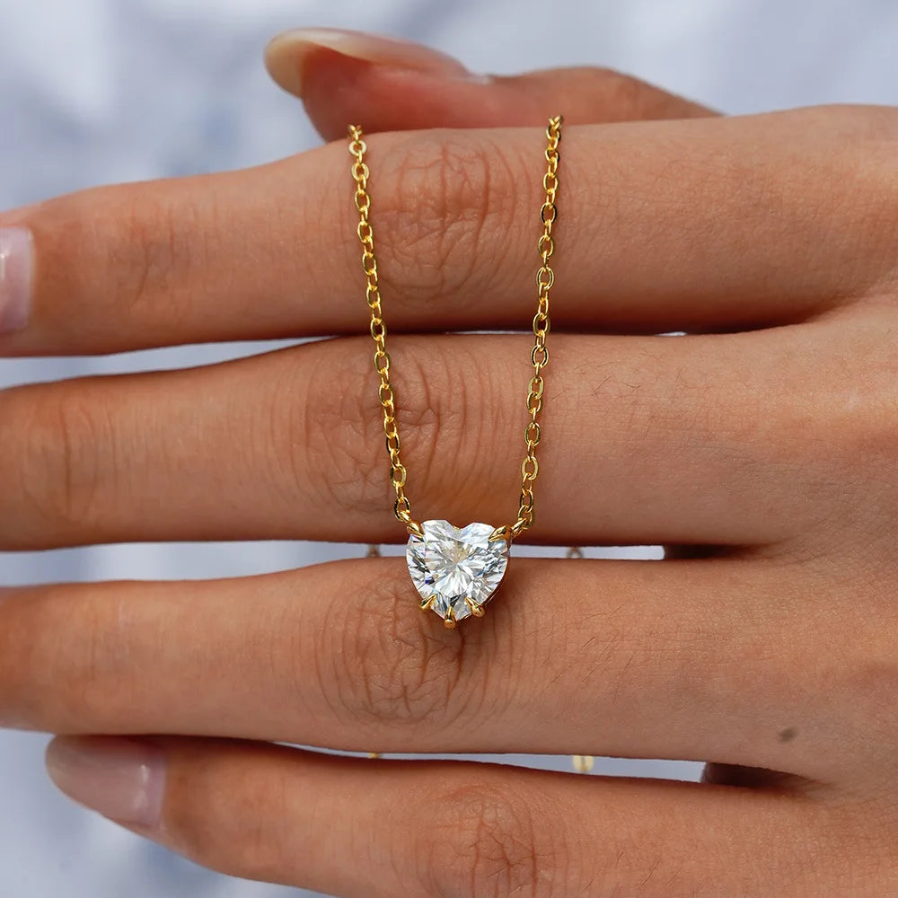 1CT / 2CT Emerald Heart Pear Princess Moissanite Diamond Pendants Necklaces For Women S925 Silver Fine Jewelry Women's Pendants