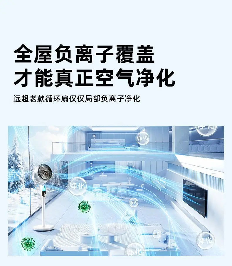 Intelligent voice air circulation fan, electric fan, silent household vertical floor fan, remote control for high wind power