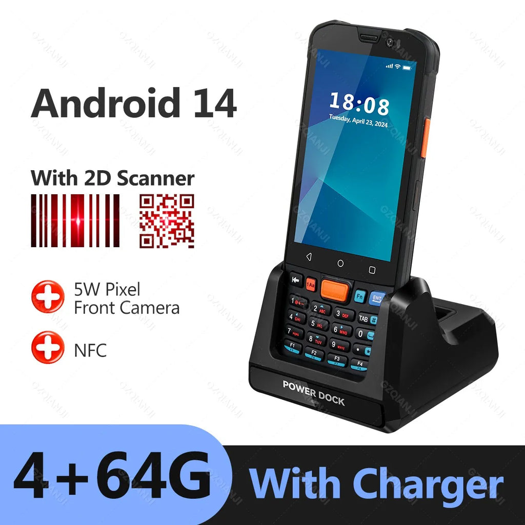 4G64 PDA Android Handheld Terminal Bluetooth Barcode Scanner 1D 2D QR Portable Data Collector Terminal Device With 4G GPS 3G32G