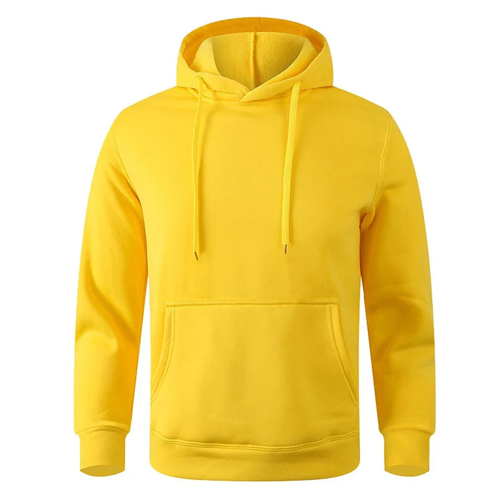 Autumn Winter Men Fleece Warm Mens Sweatshirt Casual Solid Color Streetwear Pullovers Sport School Fashion Hot Sale Hoodies