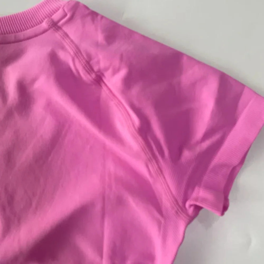2 Piece Gym Set Women Outfit Longline Short Sleeve Gym Crop Top High Waist Workout Shorts Sports Suit Fitness Clothes Yoga Set