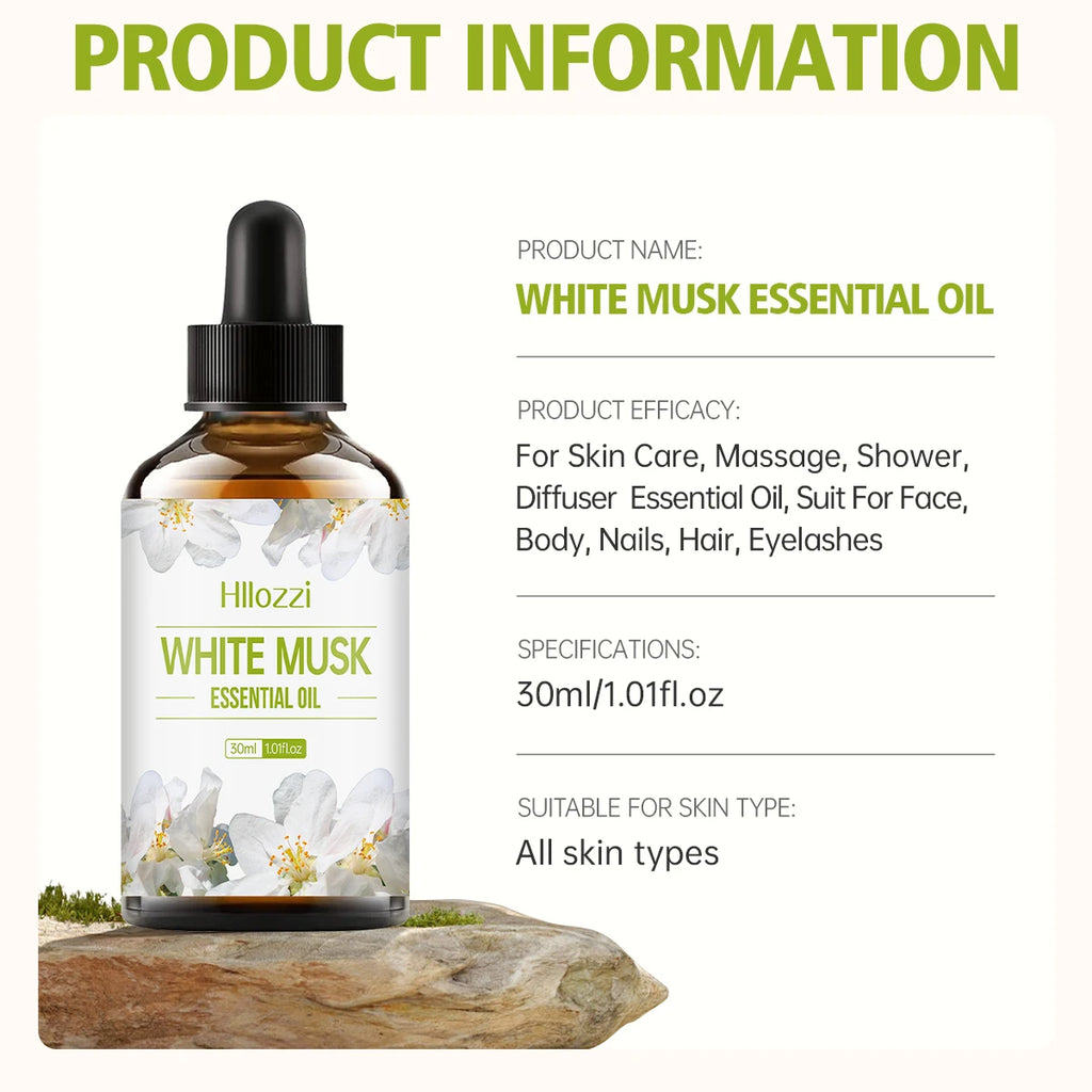 White Musk Essential Oil White Vanilla Rich Smell Skin Care Hair Care Hydrating Moisturizing Aromatherapy Candle