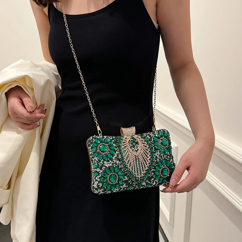 Luxury Sparking Rhinestone Evening Clutch Bags For Women Wedding Prom Dinner Party Gemstone Crossbody Bag 2024 Designer Handbags