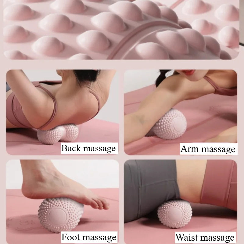 Dual Ball Massage Ball for Spine, Hip, Back & Leg - TPE Material, with Dots, Ideal for Yoga & Fitness, Muscle Relaxation