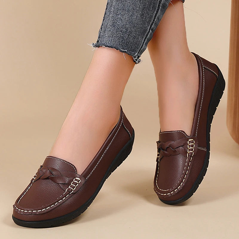 Genuine Leather Fashion Women Flats Outdoor Ballet Flats Moccasins Women's Shoes Retro Women Shoe Oxford Plus Size Zapatos Mujer