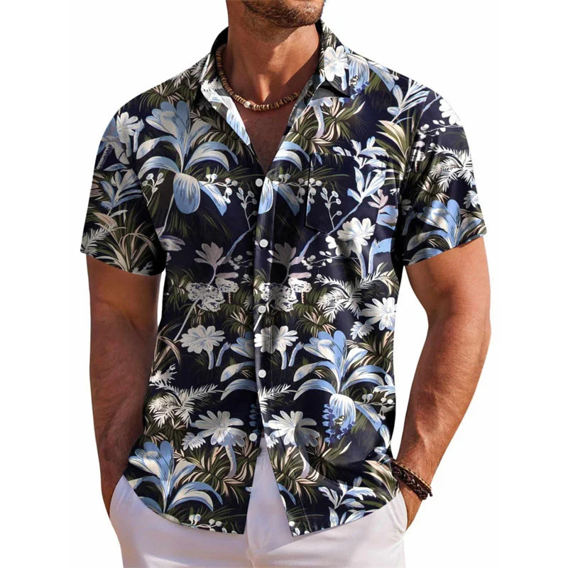 Men's Hawaiian shirt short sleeved printed button clothing summer beach shirt casual vacation comfortable and breathable