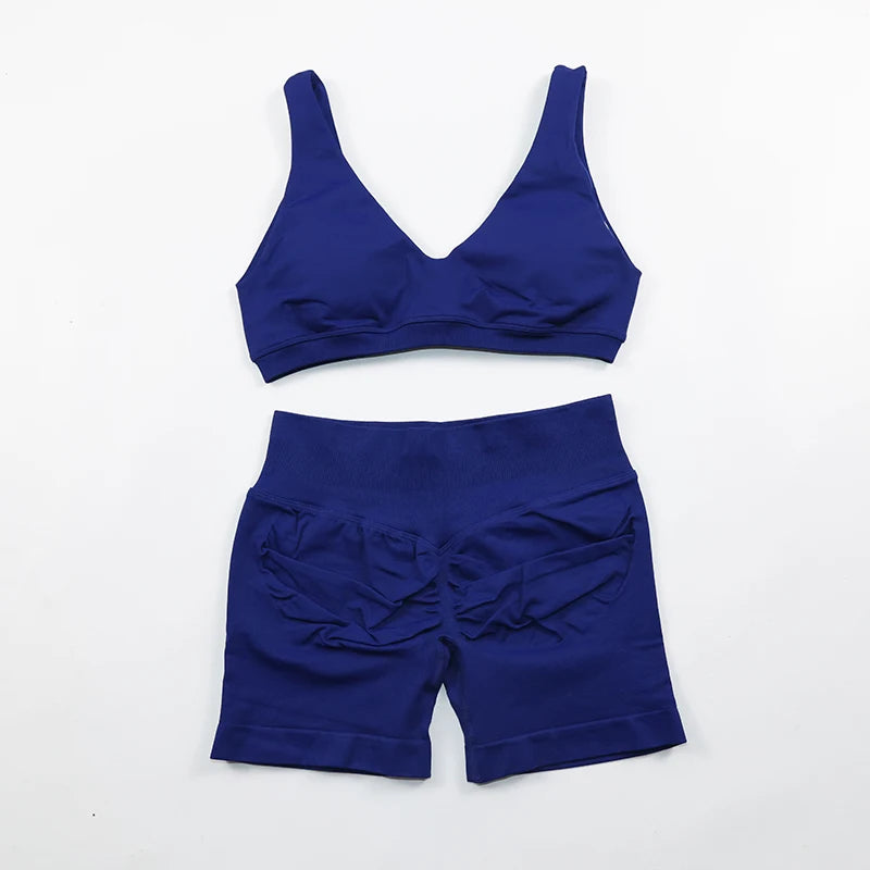 2 Piece Sets Women Outfit Longline Short Sleeve Gym Crop Top High Waist Workout Shorts Sports Suit Fitness Clothes Yoga Set