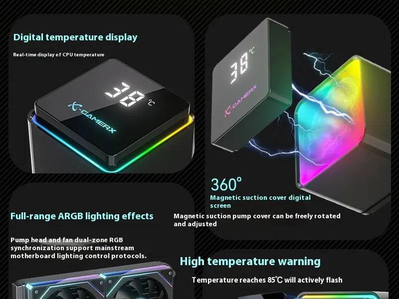 X-GAMERX M240 M360 Liquid Cooling ARGB Dynamic Light Synchronization Thermal Display Integrated Water Cooling Radiator