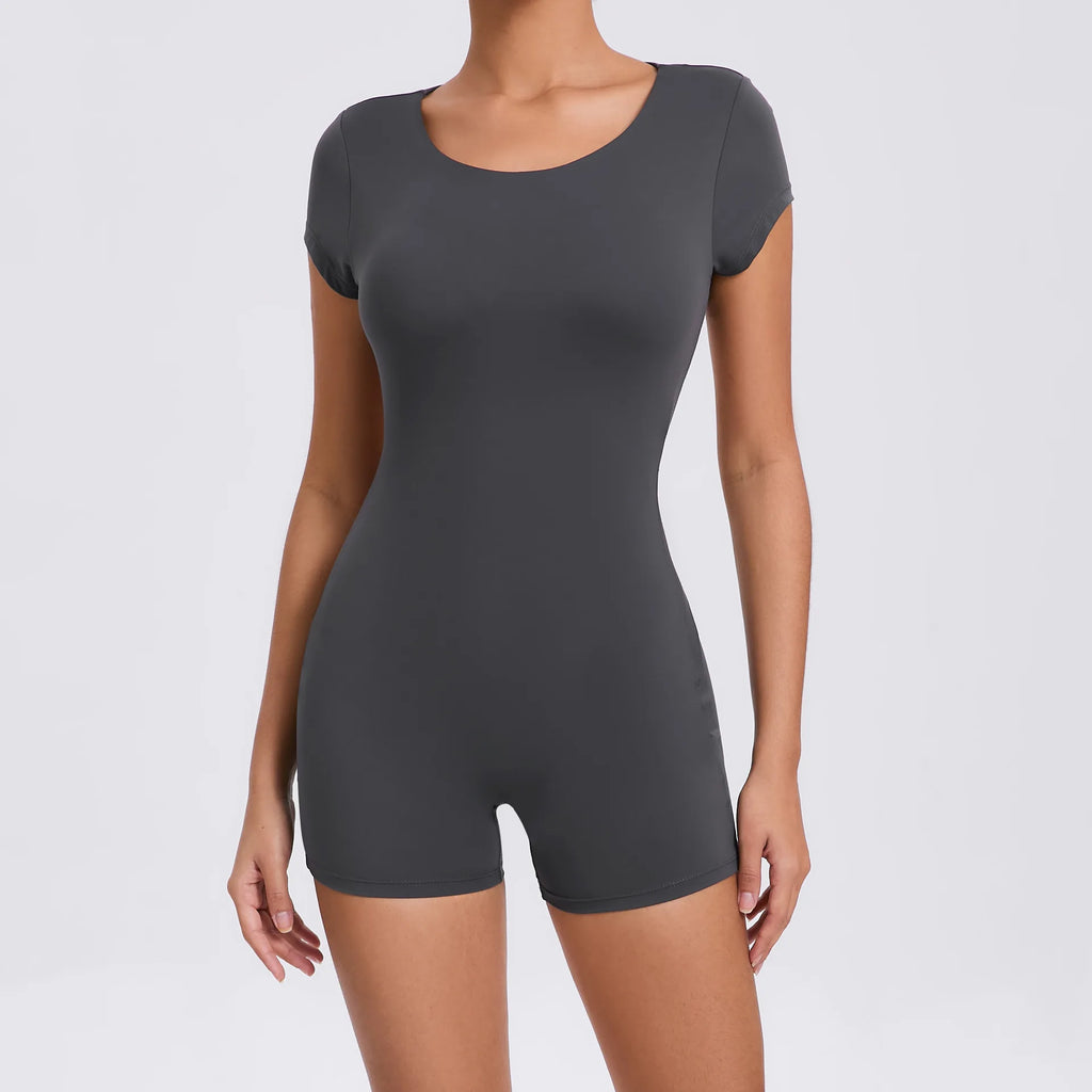 Backless Tight Dancing Sports Fitness Hip-lifting Abdominal Short-sleeved Yoga Suit
