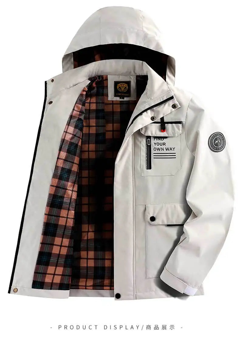 Men's Casual Jacket Parka Autumn/Winter Hooded Jacket Men's Coat Solid Color Outdoor Chic