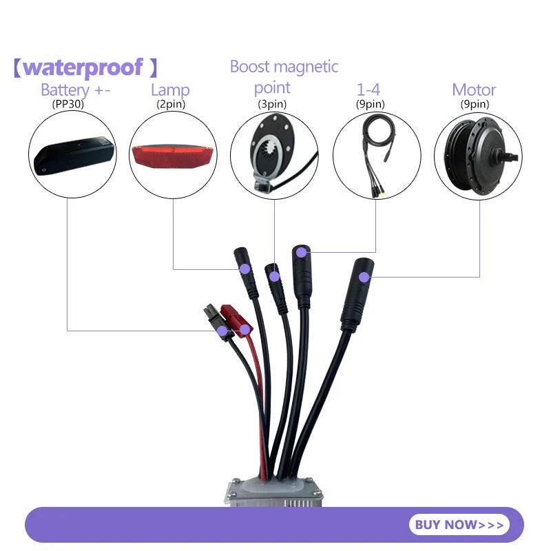 250W-750W Brushless For Electric Bike Controller LCD Panel Scooter EN06 S830 S866 JN Controller 15A 25A WP Plug Square Wave GD06