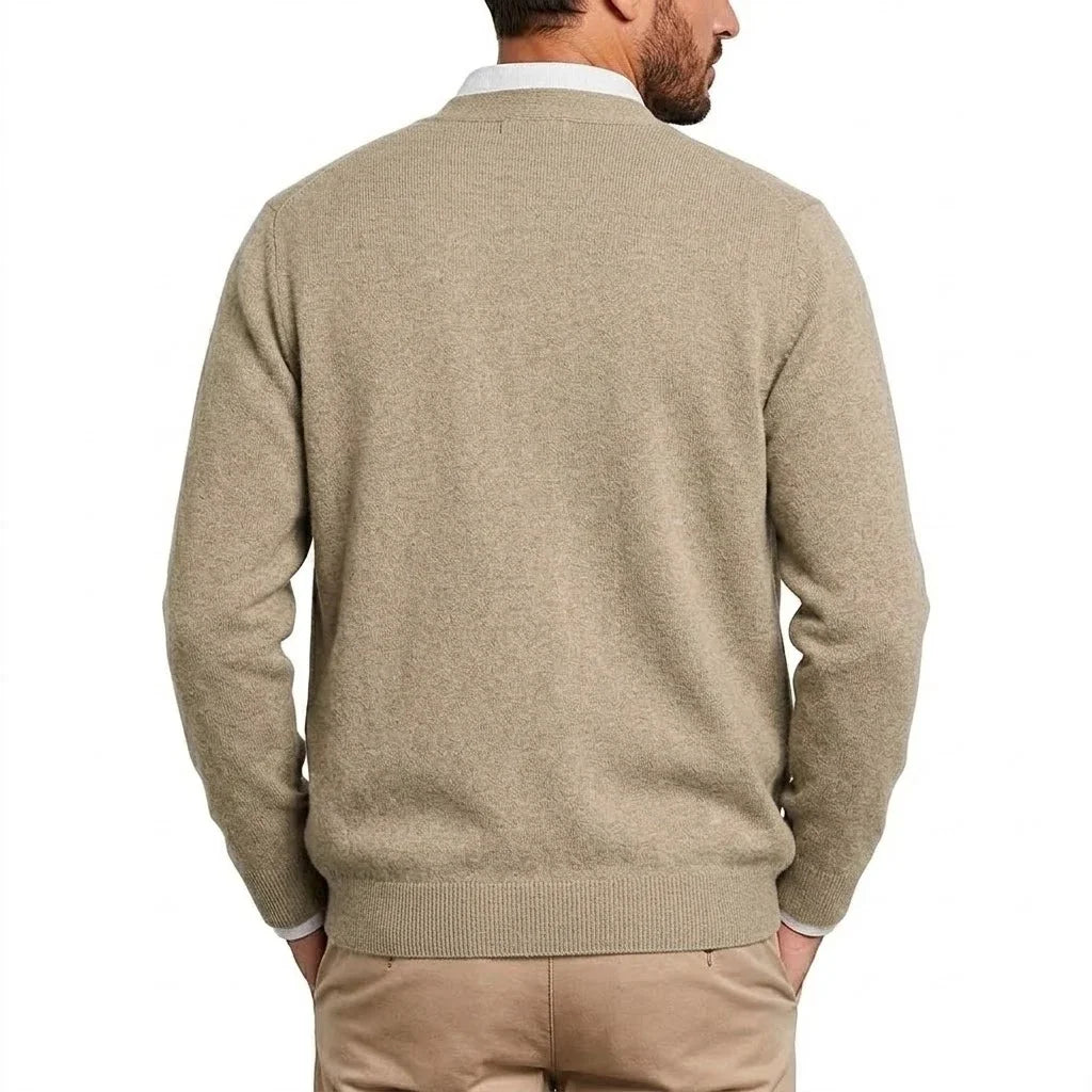 Mens VNeck Open Cardigan Jumper Button Front Knit Apparel Long Sleeve Knit Sweat Tops with Pockets Outer Garment for Males