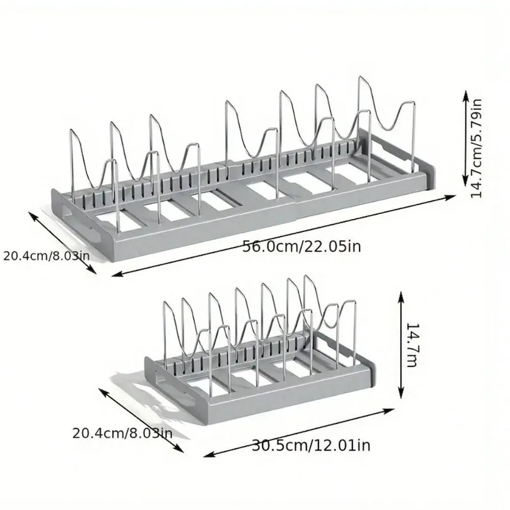 1pc Ultimate Kitchen Organizer Space-Saving Expandable Shelf With Pot Lid Holder Utensil Rack Pull-Out Drawer For Tidy Cooking
