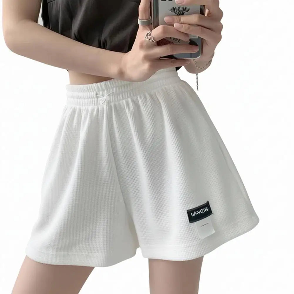 Summer Women's Shorts Loose Hot Pants High Waist Elastic Casual Solid Color Pants With Drawstring Pockets Women's Pants ﻿