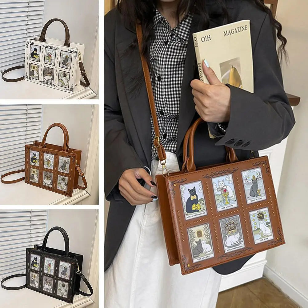 High-end Fashion Summer New Handbag With Delicate Embroidery Cat Printing Multi-layer Storage Woman Tote Bag For Dating & Daily