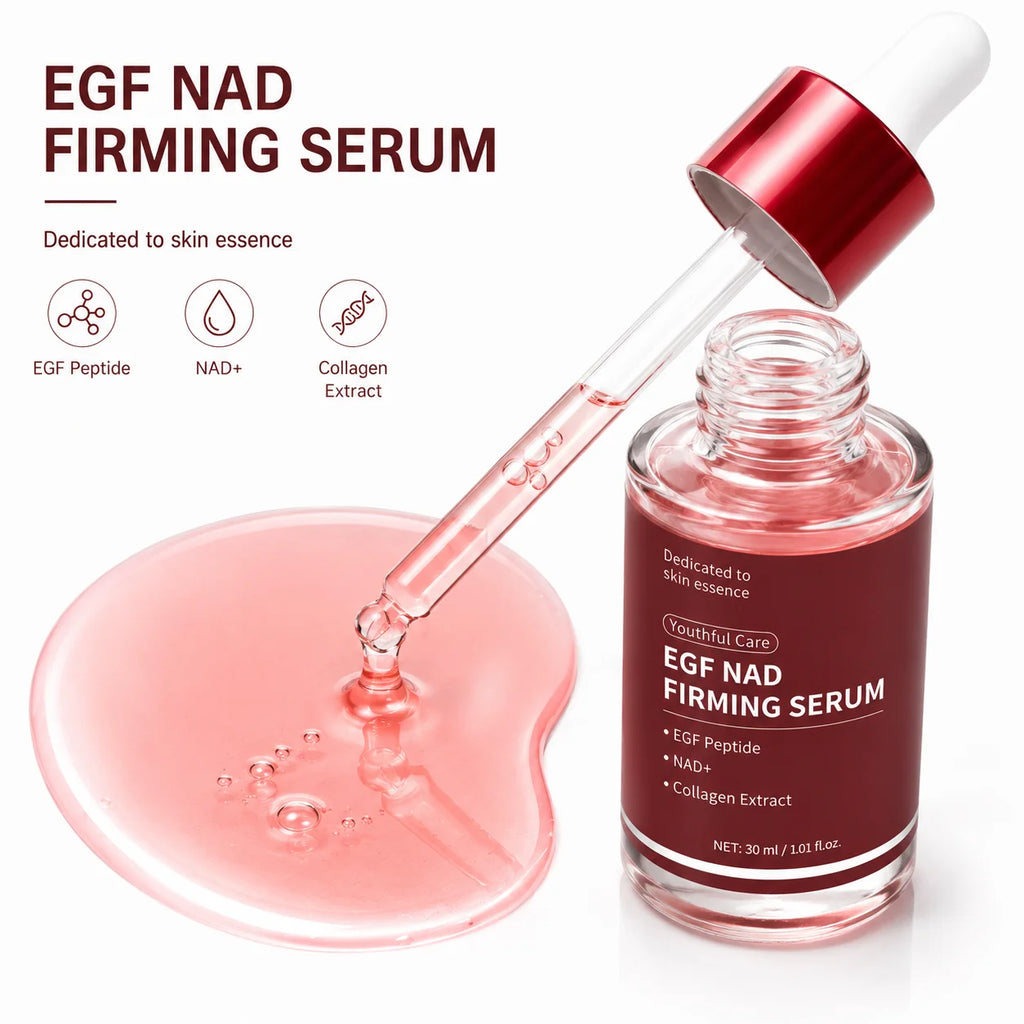 10PCS EGF Peptide NAD+ Firming Serum with Collagen, Intensive Firming & Hydrating Face Care for Smooth Plump-Looking Skin, 30ml