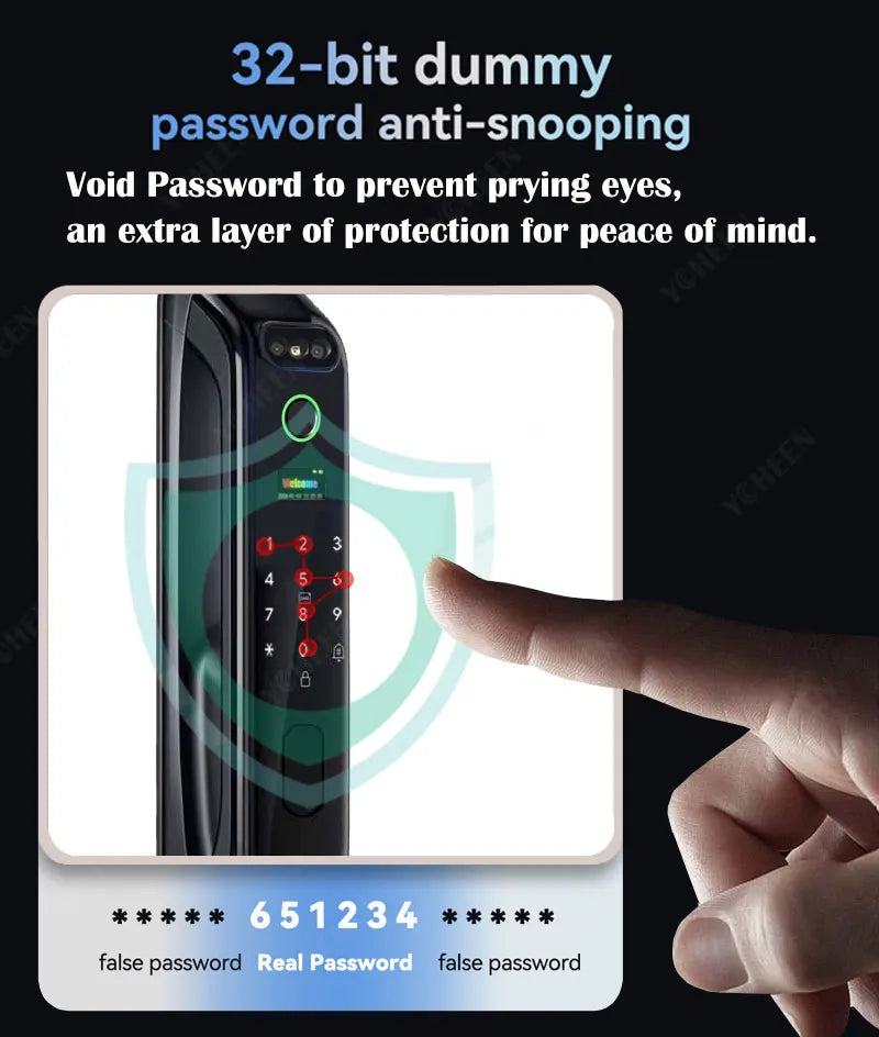 Tuya WiFi Video Intercom 3D Face Recognition Smart Lock, Biometric Camera Auto Keyless Lock for 5050 5072 5572 4585 6085 Mortise