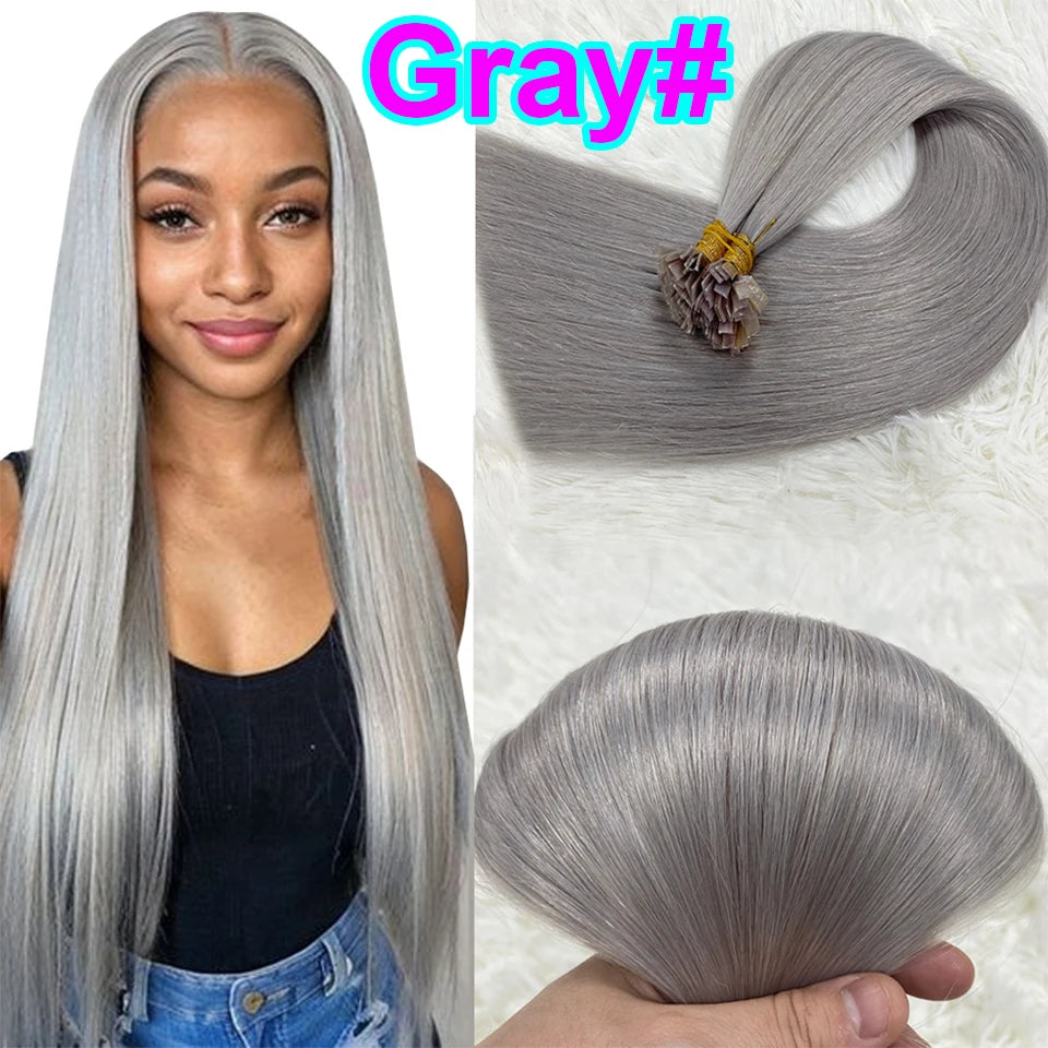 Remy Hair 1g/s 18-28 inch Real Remy Flat Tip Human Hair Extension Silky Straight Dark Brown Pre Bonded Keratin Fusion Hair