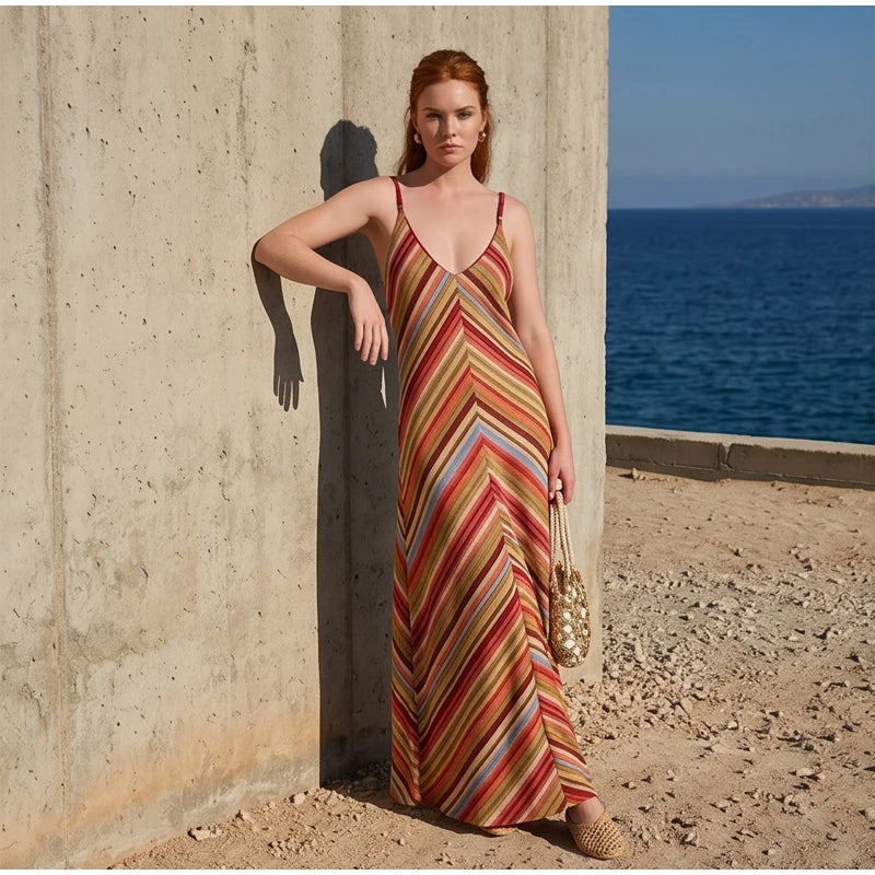  Women Sexy Color Blocking Halter Maxi Dresses Elegant Backless Off shoulder Sleeveless Slim Gowns 2026 New Lady Party Vestidos