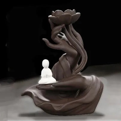 Newest Celadon Backflow Incense Fountain Antique Lotus Incense Burner for Incense Sticks Holder Gothic Decor Zen Bergamot Stove
