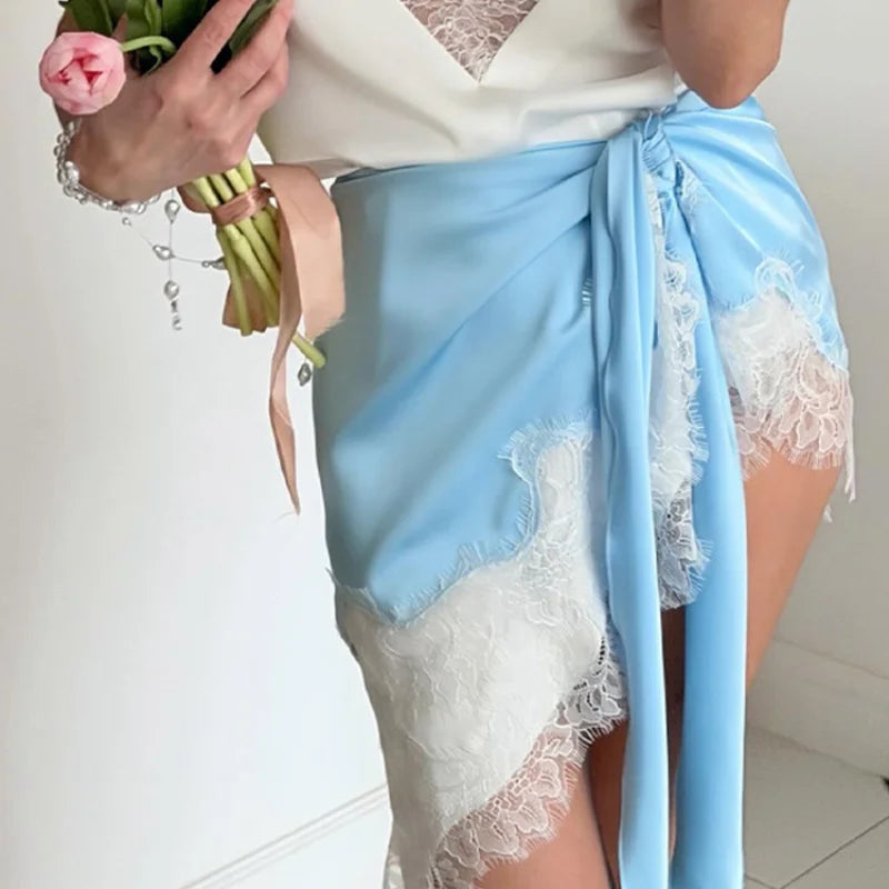 Elegant Lace Loose Dress Women Solid O-neck Full Sleeve Patchwork Dresses Female 2026 Summer White Robe Lady