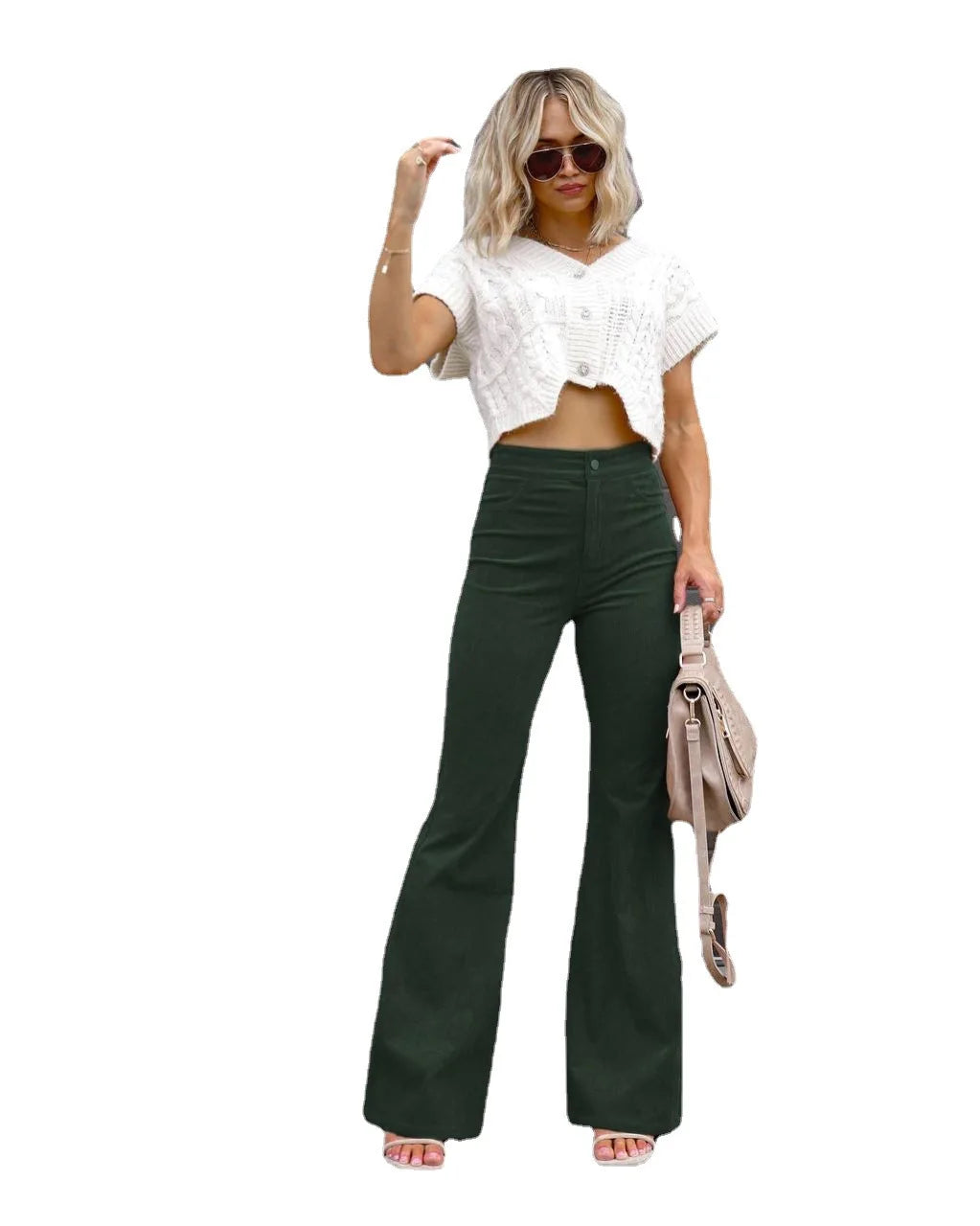 Women's Pants Spring New Elegant Trousers Bootcut Pant Fashion Slim High Waist Casual Trousers Solid Street Long Flare Clothing