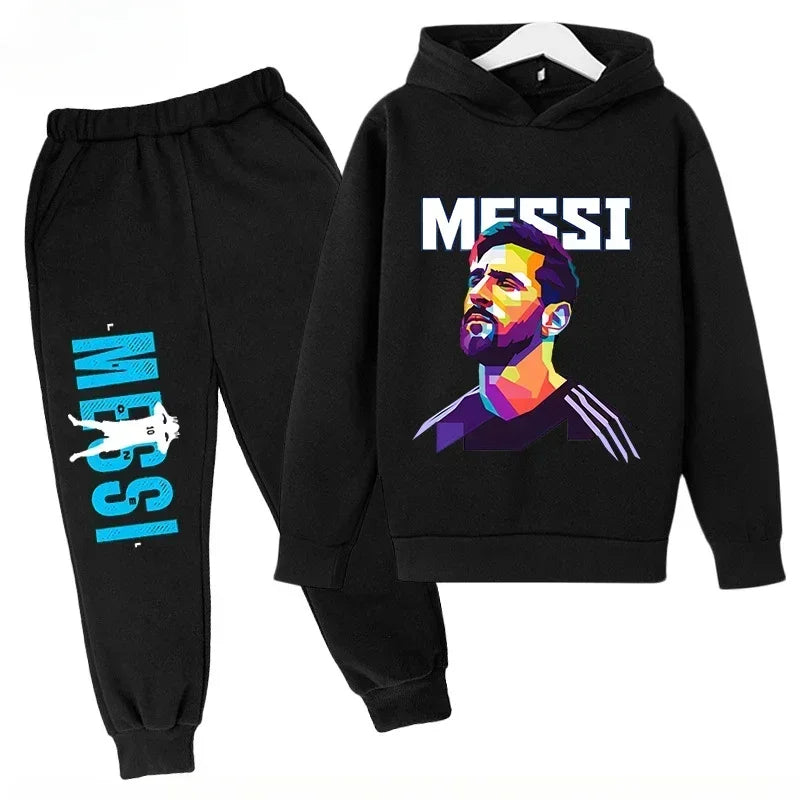 Spring Autumn Children's Set Sports Messi Print Hoodie Set Pants Suit 2pcs Set Boys Girls Kid Clothing Casual Fashion Tracksuit