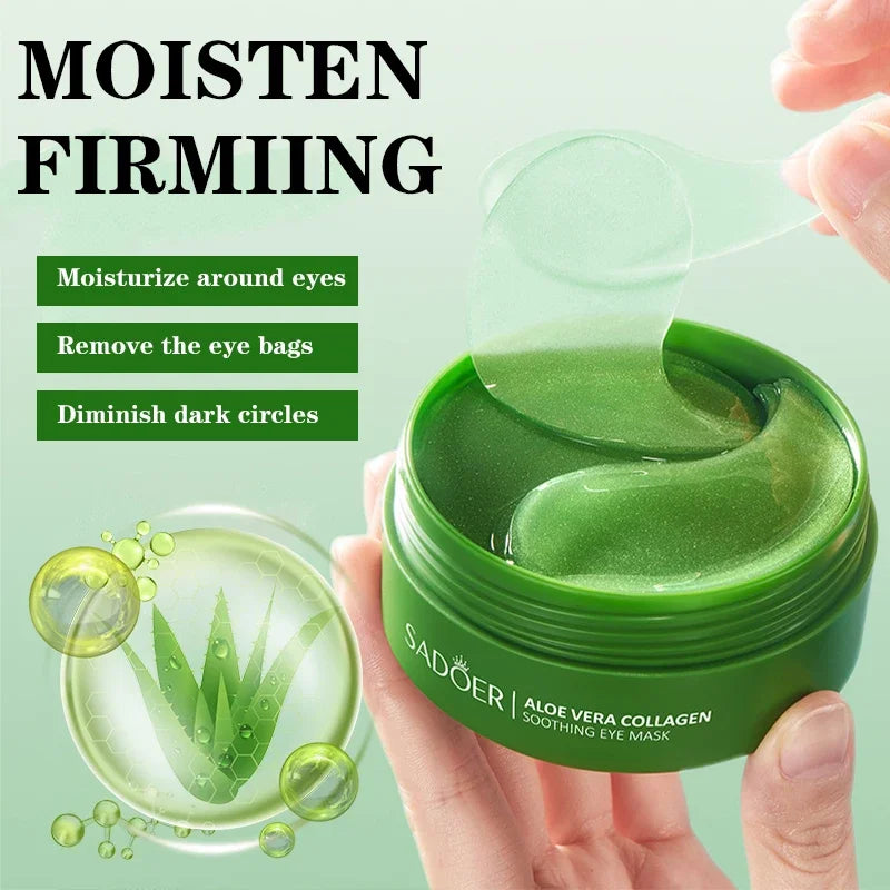 60pcs Aloe Vera Collagen Eye Mask Anti Dark Circles Eyes Bags Moisturizing Firming Hyaluronic Acid Gel Eye Patches Eyes Skincare