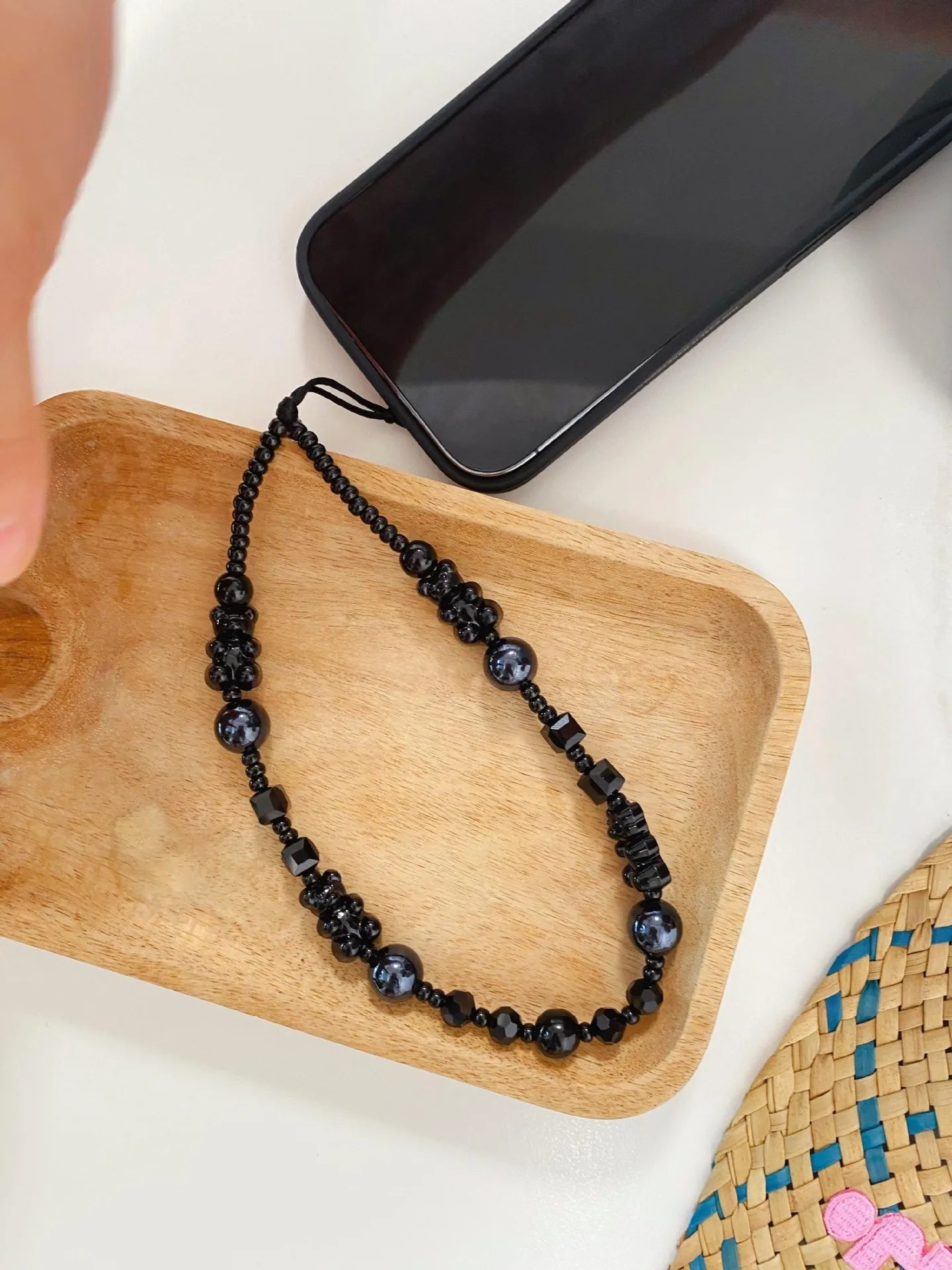 HERLOOK Black Bear Phone Charm Kpop Fashion Phone Strap Beaded Chain Telephone Jewelry Cellphone Accessories