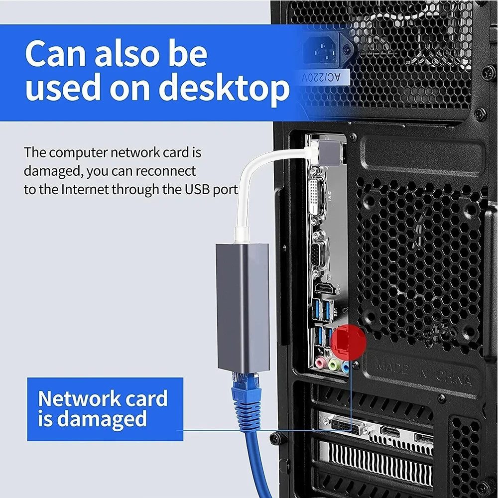 USB Type C Wired Ethernet Gigabit Adapter 1000Mbps USB3.0 RJ45 Network Card For MacBook PC Window Android USB Lan Internet Cable